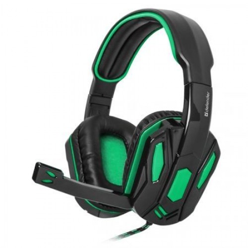 Гарнитура Defender G-275 Warhead, зеленый/черный, игровая (64122)