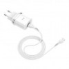Зарядное устройство Hoco C12Q QC3.0 3А USB + кабель microUSB, белое