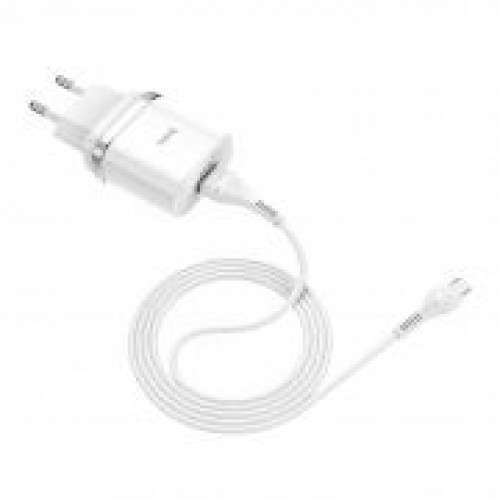 Зарядное устройство Hoco C12Q QC3.0 3А USB + кабель microUSB, белое