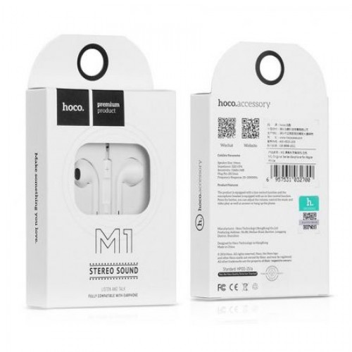 Гарнитура Hoco M1 Original series White, вставная