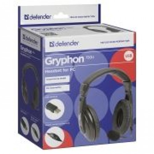Гарнитура Defender 750U Gryphon, накладная, черная, USB (63752)