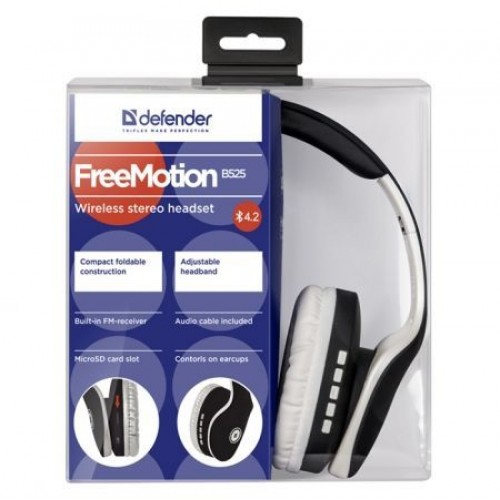 Гарнитура Bluetooth Defender B525 FreeMotion, MP3, FM, черно-белая (63525)