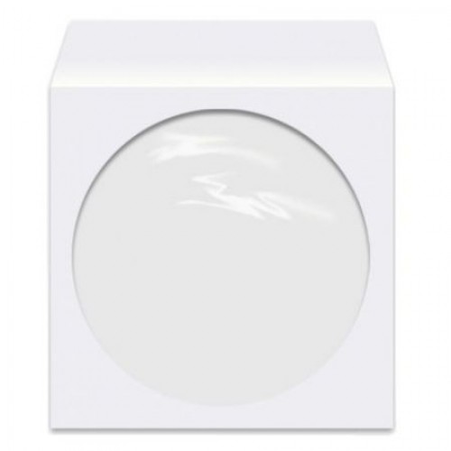 Конверт бумажный на 1CD с окном, клапан-язычок, белый, 100шт