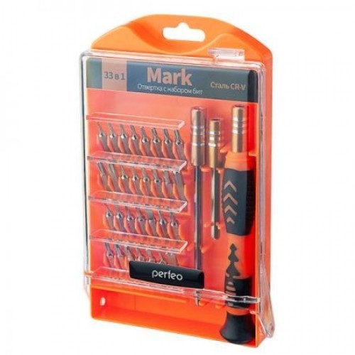 Отвертка с набором бит Perfeo Mark, 33 предмета (PF_A4872)