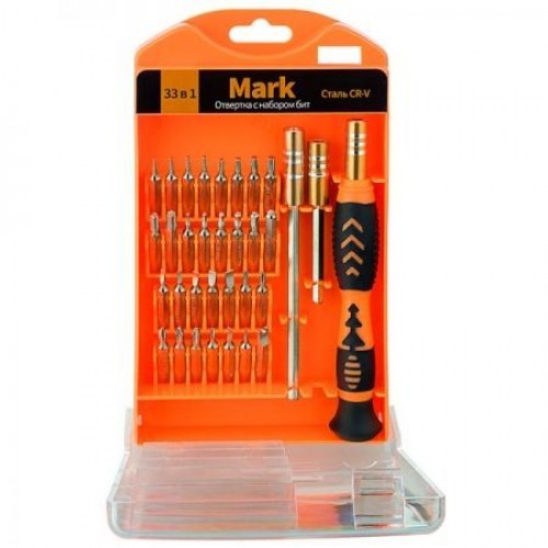 Отвертка с набором бит Perfeo Mark, 33 предмета (PF_A4872)