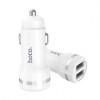 Зарядное автомобильное устройство Hoco Z27 2.4A 2xUSB + кабель Lightning, белое