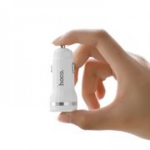 Зарядное автомобильное устройство Hoco Z27 2.4A 2xUSB + кабель Lightning, белое