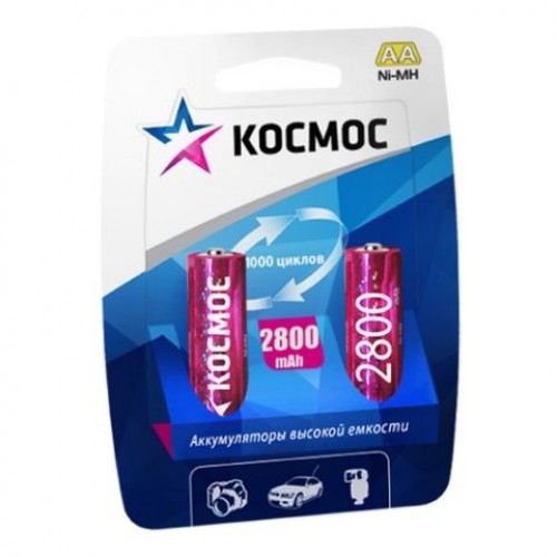 Аккумулятор AA Космос HR6-2BL 2800мА/ч Ni-Mh, 2шт, блистер