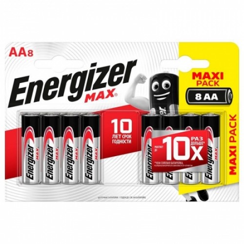 Батарейка AA Energizer MAX LR6 BL-8, 8шт, блистер