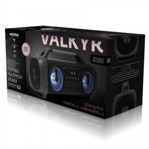 Мини аудио система Smartbuy Valkyr, 22 Вт, MP3, FM, AUX, Bluetooth, подсветка (SBS-115)