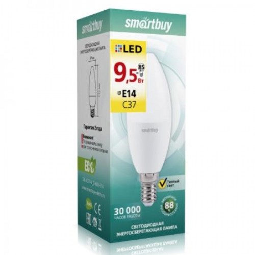 Светодиодная (LED) лампа Smartbuy C37 9.5W/3000/E14 (SBL-C37-9_5-30K-E14)