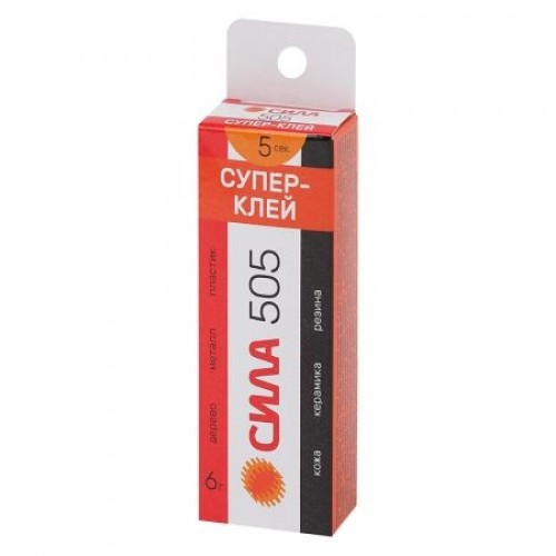Супер-клей СИЛА 505, прозрачный, 6 гр., пластик туба