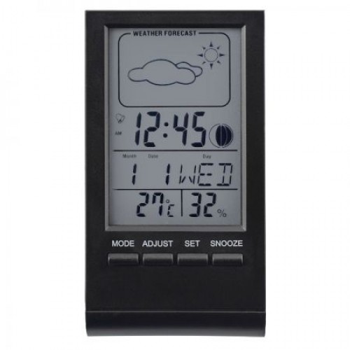 Метеостанция Perfeo PF-S2092 Angle с часами и будильником, черная (PF_A4856)