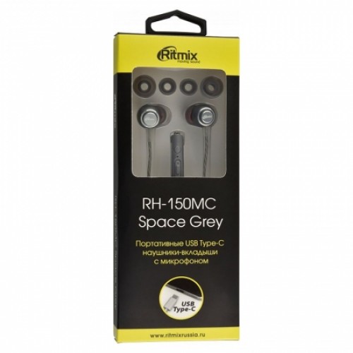 Гарнитура Ritmix RH-150MC Grey, вставная, Type C (80000748)