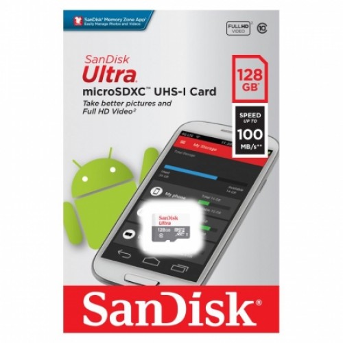 Карта памяти Micro SDXC 128Gb SanDisk Ultra Class 10 UHS-I U1 100 Мб/c без адаптера