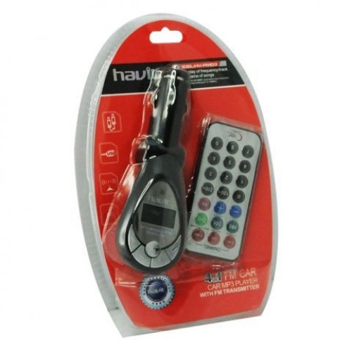 Автомобильный FM-трансмиттер Havit HV-FM03 Black с ЖК-дисплеем, пульт ДУ
