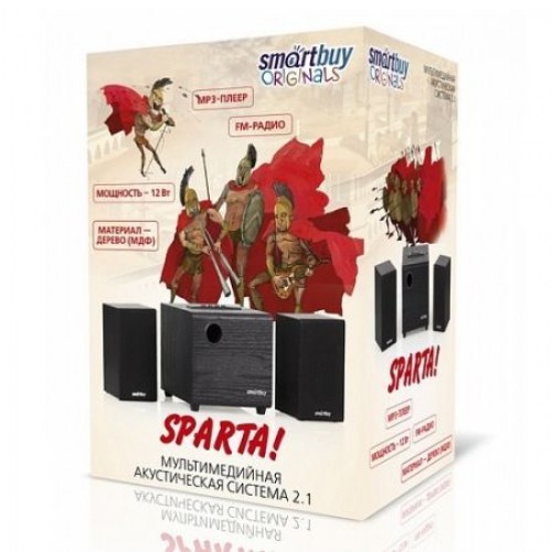 Колонки 2.1 Smartbuy SPARTA с MP3 плеером и FM-радио, MDF, черные (SBA-200)