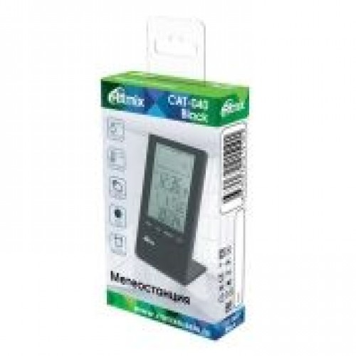 Метеостанция Ritmix CAT-040 с часами и будильником, черная