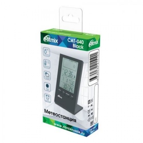 Метеостанция Ritmix CAT-040 с часами и будильником, черная