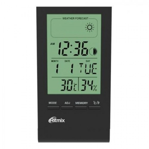 Метеостанция Ritmix CAT-040 с часами и будильником, черная