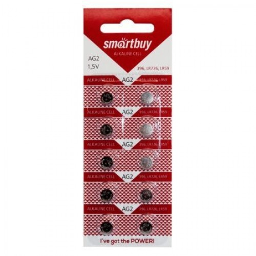 Батарейка Smartbuy AG2 396A/LR726/196 1.5V, 10 шт, блистер (SBBB-AG2-10B)