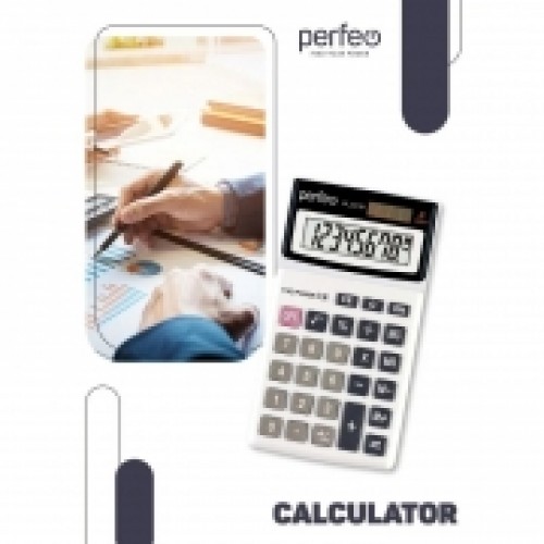 Калькулятор настольный Perfeo PF_C3710, 8-разрядный, бухгалтерский, серый