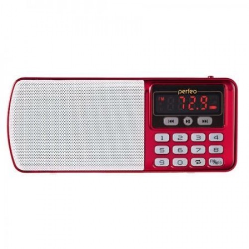 Мини аудио система Perfeo ЕГЕРЬ, MP3, FM, красная (i120-RED)