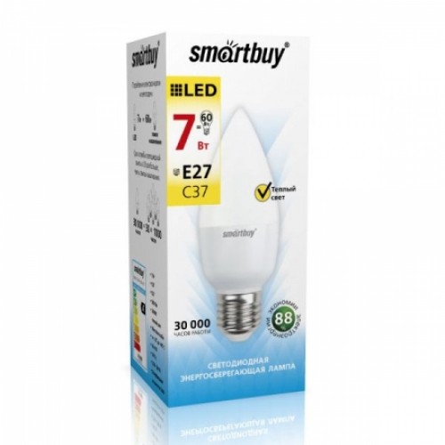 Светодиодная (LED) лампа Smartbuy C37 07W/3000/E27 (SBL-C37-07-30K-E27)