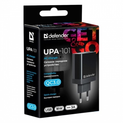 Зарядное устройство Defender UPA-101 QC3.0 18 Вт, 3 A USB (83573)