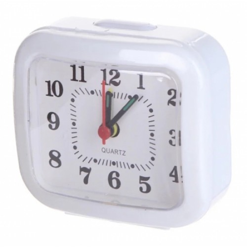 Часы будильник Perfeo Quartz PF-TC-004, прямоугольные, 8x7.5 см, белые (PF_C3097)