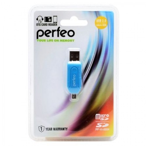 Карт-ридер внешний OTG micro USB/USB Perfeo PF-VI-O004, синий (PF_4253)