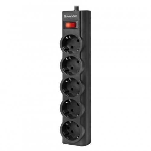 Сетевой фильтр Defender ES largo, 5 м, черный (99499)