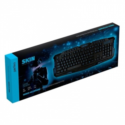 Клавиатура игровая Perfeo Skin Black с 3-х цветной подсветкой, USB (PF_B4893)